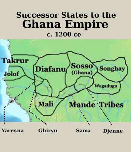 Map of the successor states of the Ghana Empire